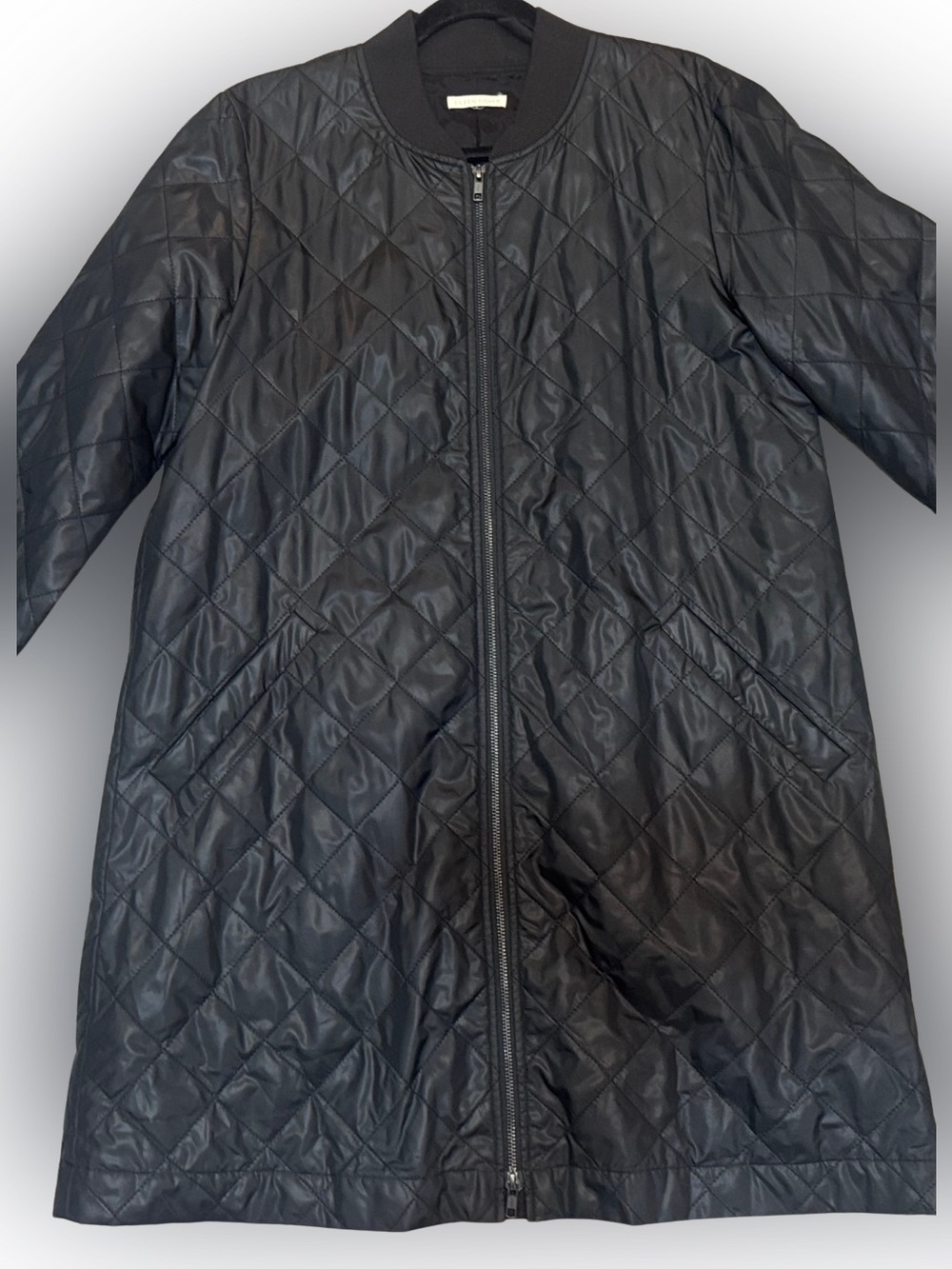 Eileen Fisher Black Quilted Mid-Length Jacket